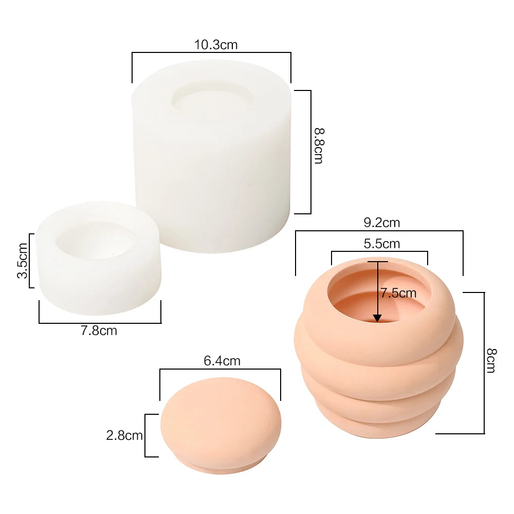 Nicole Handmade Column Candle Jar Container Molds Concrete Cement Candle Vessel Silicone Resin Mould