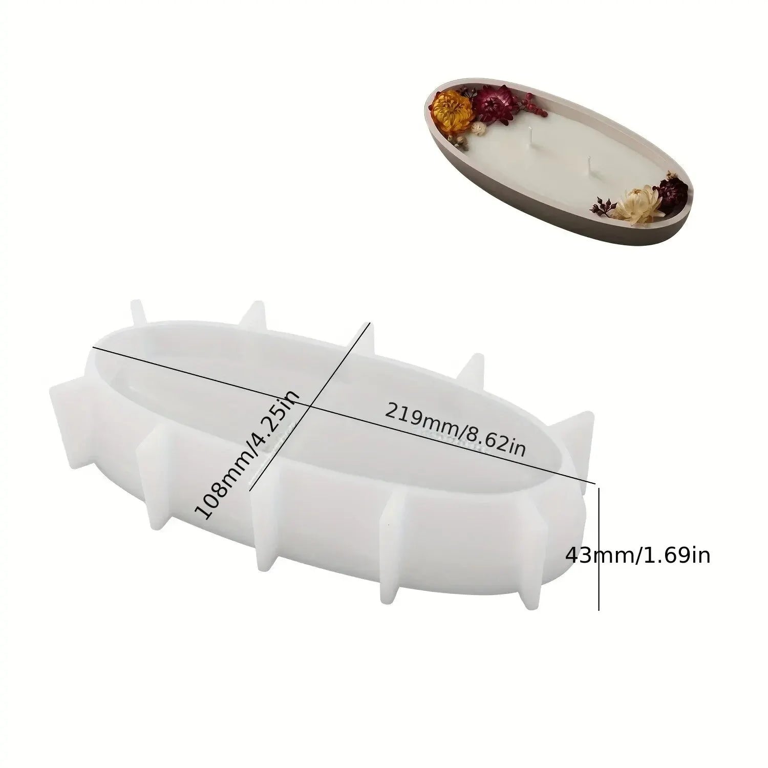Candle Vessel Silicone Mold Oval Bowl Resin Mold Candle Boat Jar Mold Epoxy Resin Storage Tray Container Mold