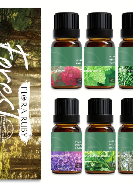 6-piece Set Of 6 Scents Of Pure Aromatherapy Essential Oils, Essential Oil 10 Ml, Suitable For Cold Aromatherapy, Humidifier, Perfume Bath - Rose Lavender Rosemary Mint Eucalyptus Tea Tree (0.34 Oz * 6) Aromatherapy Essential