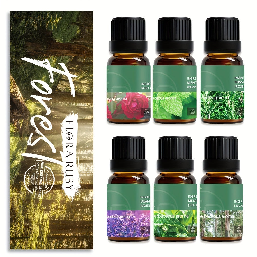 6-piece Set Of 6 Scents Of Pure Aromatherapy Essential Oils, Essential Oil 10 Ml, Suitable For Cold Aromatherapy, Humidifier, Perfume Bath - Rose Lavender Rosemary Mint Eucalyptus Tea Tree (0.34 Oz * 6) Aromatherapy Essential