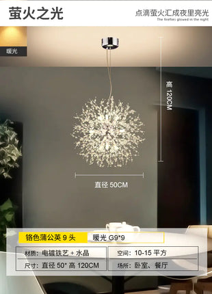 Creative Crystal Dandelion Chandelier for Living Room