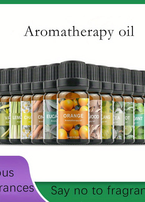 0.34oz Aromatherapy Essential Oils Set for Diffuser, DIY Jewelry Casting - Plant-Based Fragrance Oil, Multi-Scent Pack - Lavender, Rose, Jasmine, Lemon, Peppermint, Orange - Non-Toxic, Water-Soluble