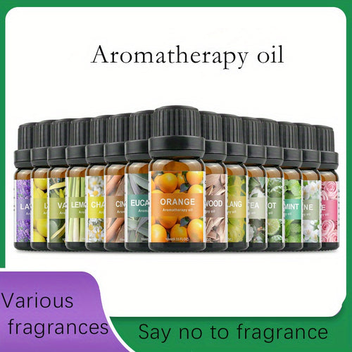 0.34oz Aromatherapy Essential Oils Set for Diffuser, DIY Jewelry Casting - Plant-Based Fragrance Oil, Multi-Scent Pack - Lavender, Rose, Jasmine, Lemon, Peppermint, Orange - Non-Toxic, Water-Soluble