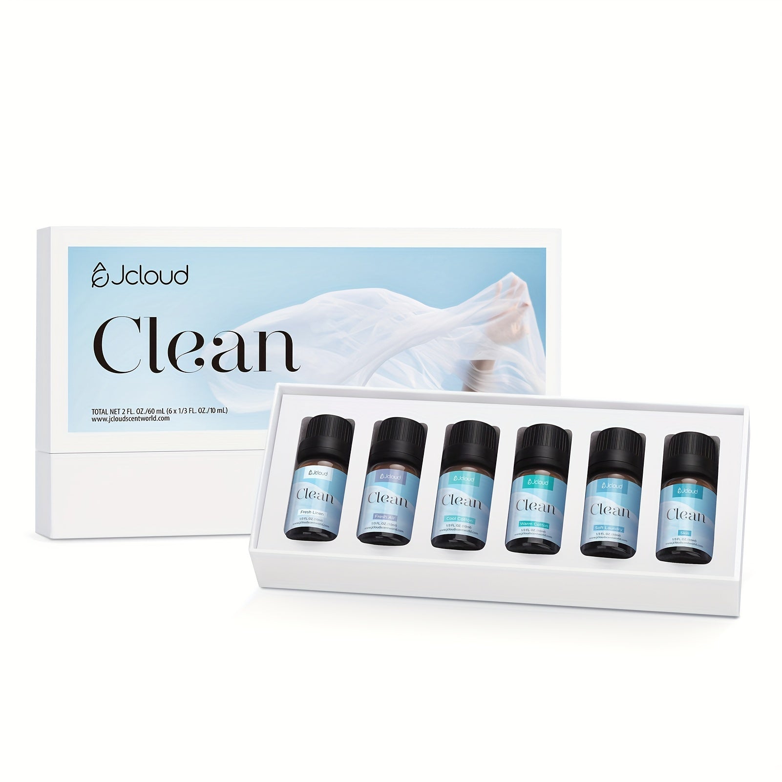 JCLOUD Essential Oils For Laundry, Clean Scent Fragrance Oils Set, Use With Wool Dryer Balls - Fresh Linen, Soft Laundry, Warm Cotton Essential Oils For Diffusers For Home, Natural Fresh Scent, 6x10mL