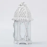 Moroccan Glass Candle Holder with Metal Wind Lamp