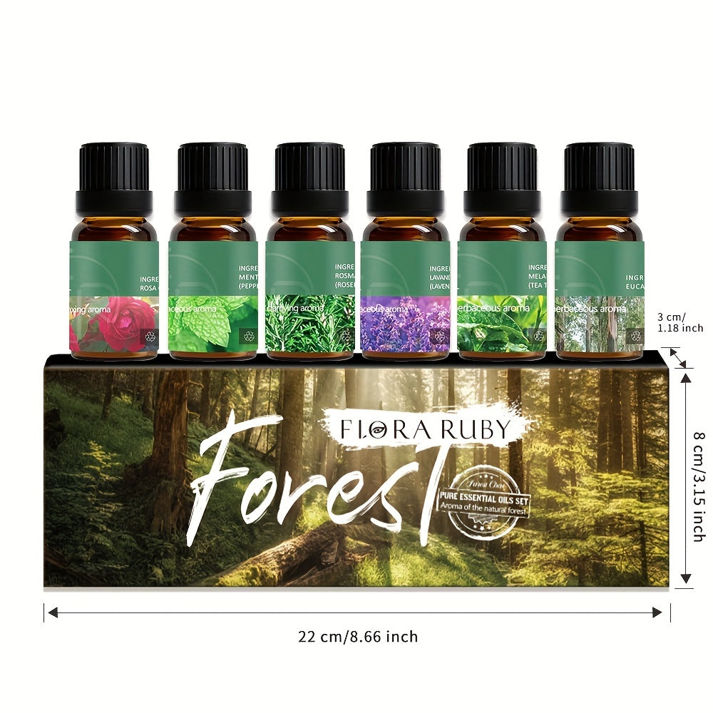 6-piece Set Of 6 Scents Of Pure Aromatherapy Essential Oils, Essential Oil 10 Ml, Suitable For Cold Aromatherapy, Humidifier, Perfume Bath - Rose Lavender Rosemary Mint Eucalyptus Tea Tree (0.34 Oz * 6) Aromatherapy Essential
