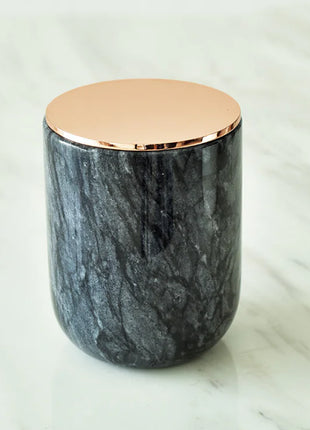 Marble Candle Holder with Rose Gold and Brass Accent