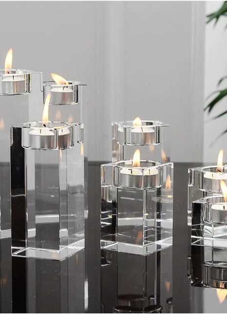 Champagne Color Crystal Candle Holder for Home Decor