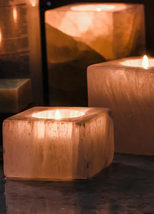 Candle Holder with Sugar Rock and Aromatherapy Design