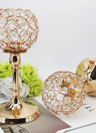 Creative Gold Crystal Candle Holder for Romantic Decor
