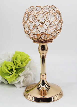 Creative Gold Crystal Candle Holder for Romantic Decor