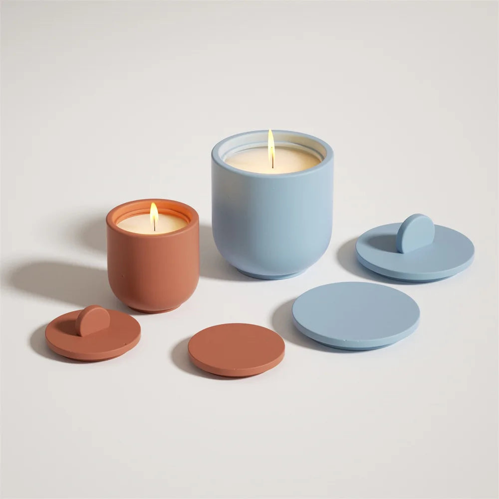 Nicole Handmade Column Candle Jar Holder Molds Concrete Cement Candle Vessel Silicone Resin Mould