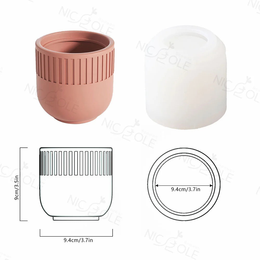 Nicole Candle Vessel Resin Mould Concrete Cement Home Decoration Candle Jar Silicone Molds