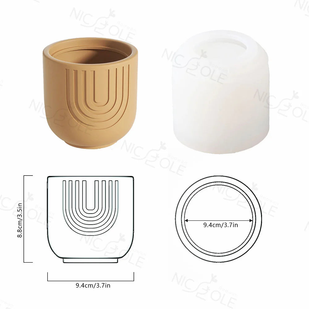 Nicole Candle Vessel Resin Mould Concrete Cement Home Decoration Candle Jar Silicone Molds