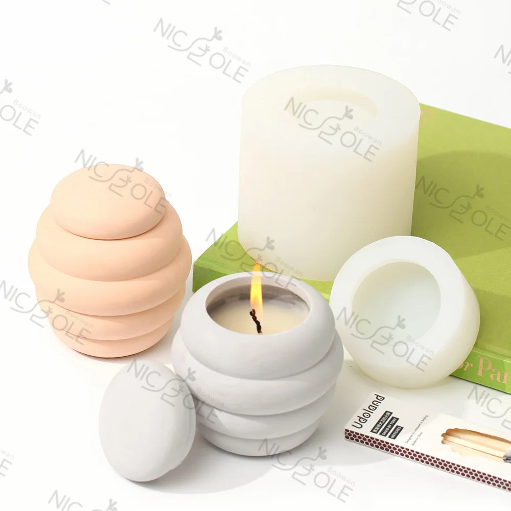 Nicole Handmade Column Candle Jar Container Molds Concrete Cement Candle Vessel Silicone Resin Mould
