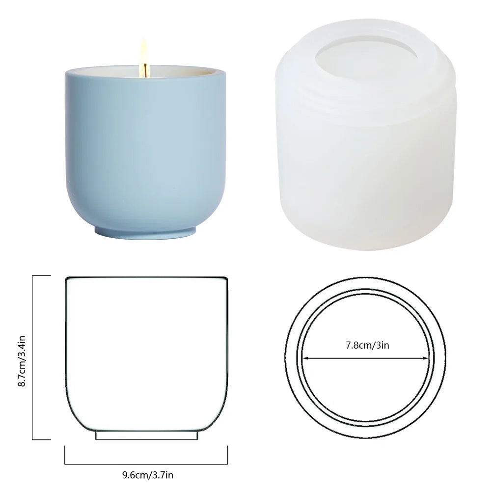 Nicole Handmade Column Candle Jar Holder Molds Concrete Cement Candle Vessel Silicone Resin Mould