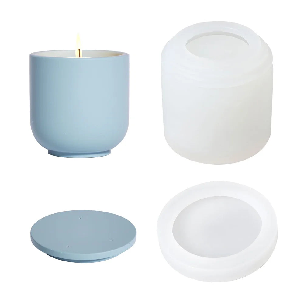 Nicole Handmade Column Candle Jar Holder Molds Concrete Cement Candle Vessel Silicone Resin Mould