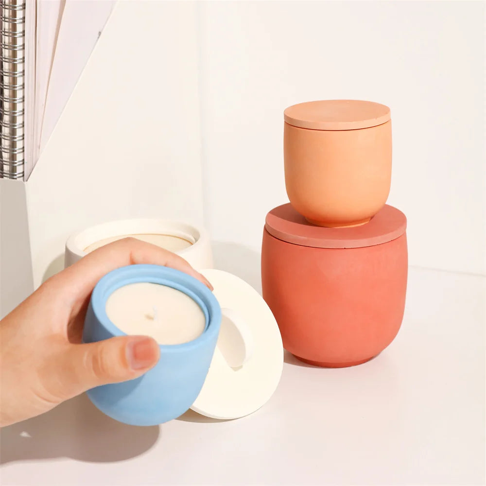 Nicole Handmade Column Candle Jar Holder Molds Concrete Cement Candle Vessel Silicone Resin Mould