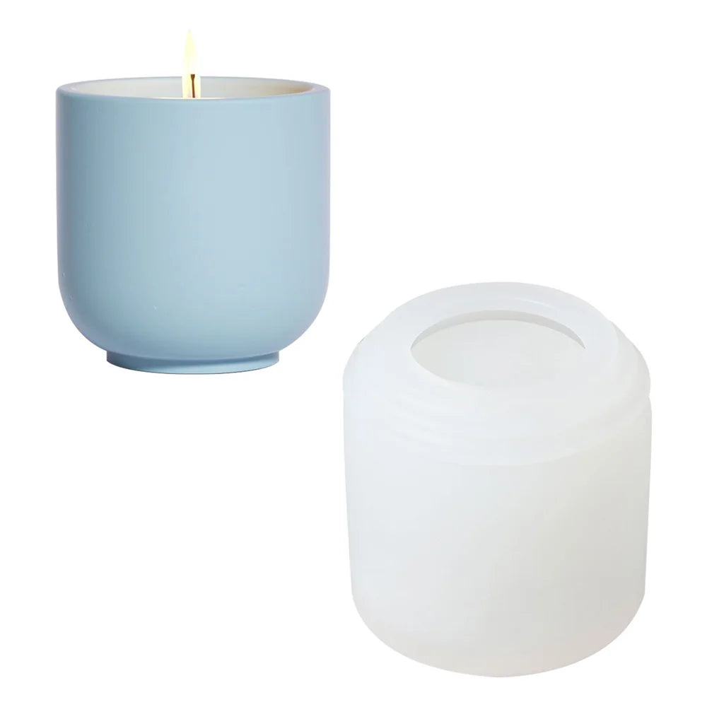 Nicole Handmade Column Candle Jar Holder Molds Concrete Cement Candle Vessel Silicone Resin Mould