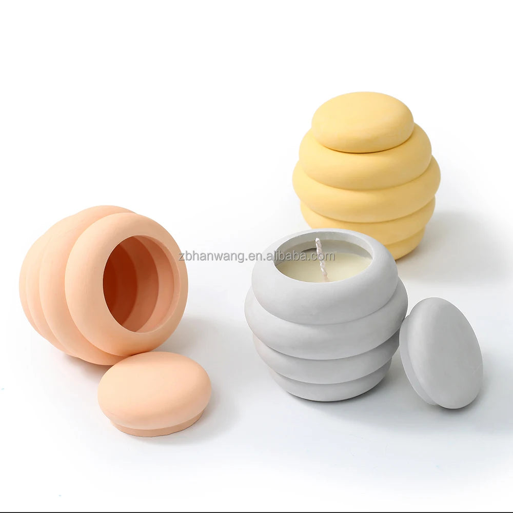 Nicole Handmade Column Candle Jar Container Molds Concrete Cement Candle Vessel Silicone Resin Mould