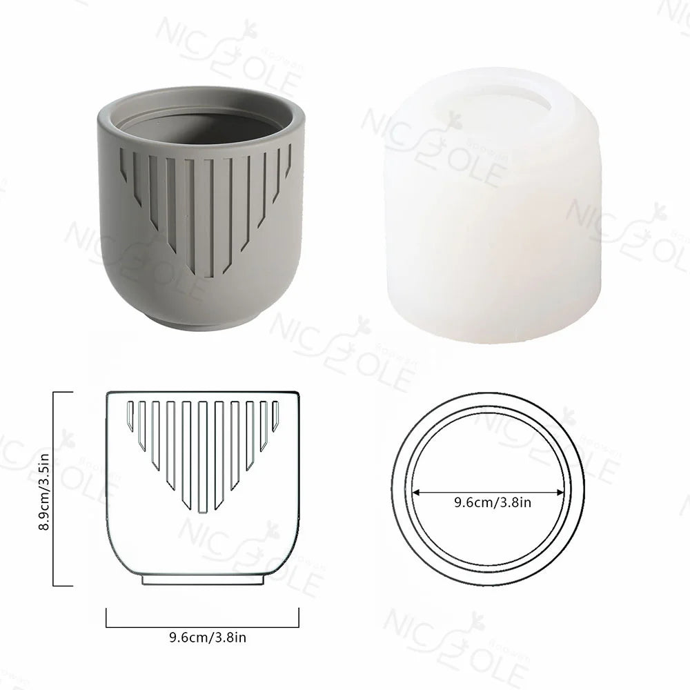 Nicole Candle Vessel Resin Mould Concrete Cement Home Decoration Candle Jar Silicone Molds