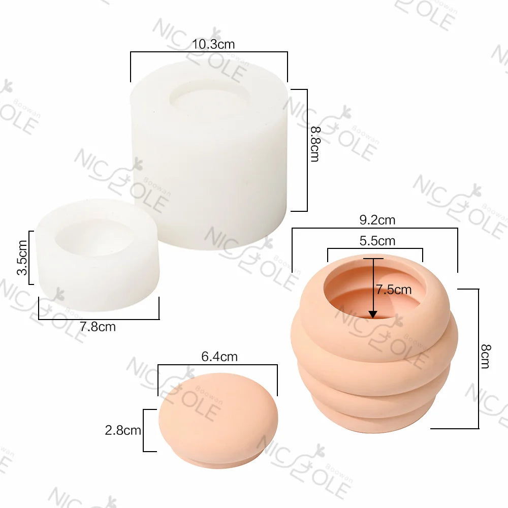 Nicole Handmade Column Candle Jar Container Molds Concrete Cement Candle Vessel Silicone Resin Mould