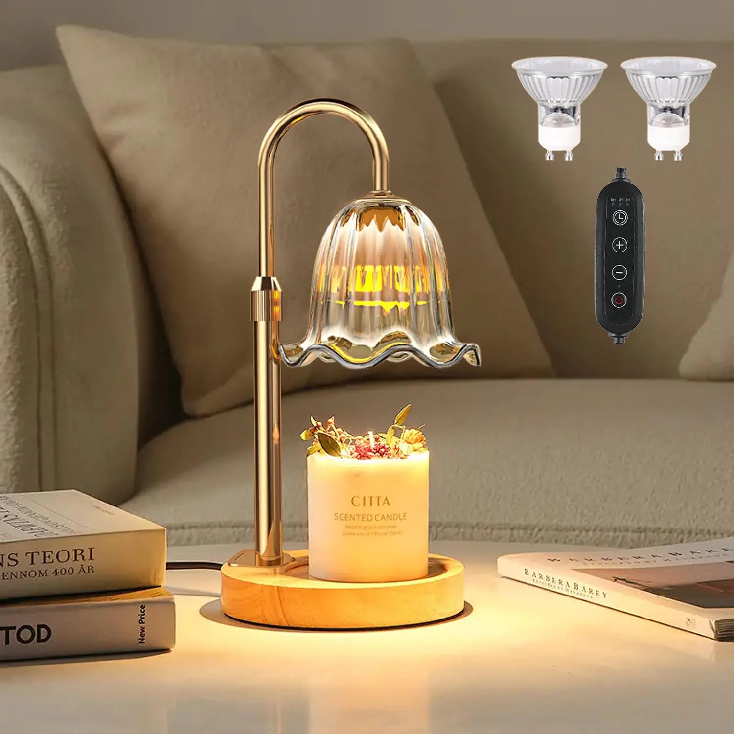 Candle Warmer Adjustable Lamp - Amber Wax Warmer Melt Heat Flameless Timer Holder Electric Scented House Bedroom Warming Decor New Home Gifts Mothers Day Christmas Birthday Gift for Mom Women