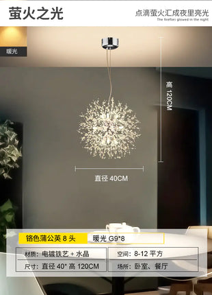 Creative Crystal Dandelion Chandelier for Living Room