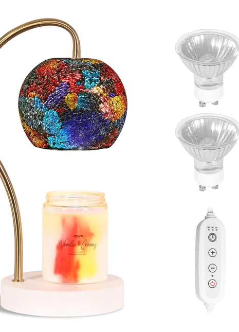 IZIDDO Candle Warmer Lamp with TimerVintage Dimmable Candle Warmer Lamp Adjustable Timer Compatible Jar CandlesWax Warmer as Gifts for WomenHome Decor(L Size)