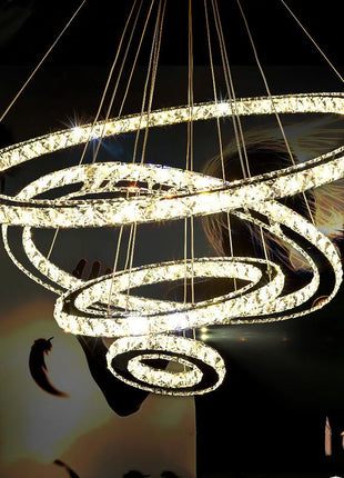 Stainless Steel Ring Crystal Chandelier