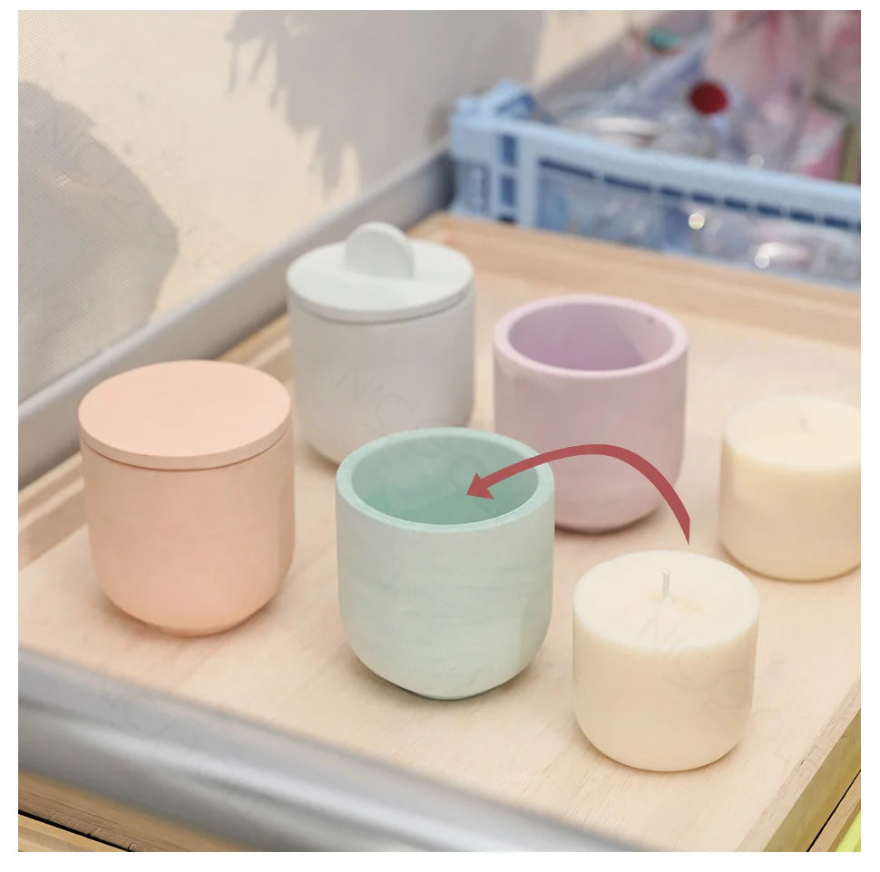 9oz Candle Jar Mold and Candle Refill Mold Handmade Cement Candle Vessel Mould with Sustainable Refill  Mould