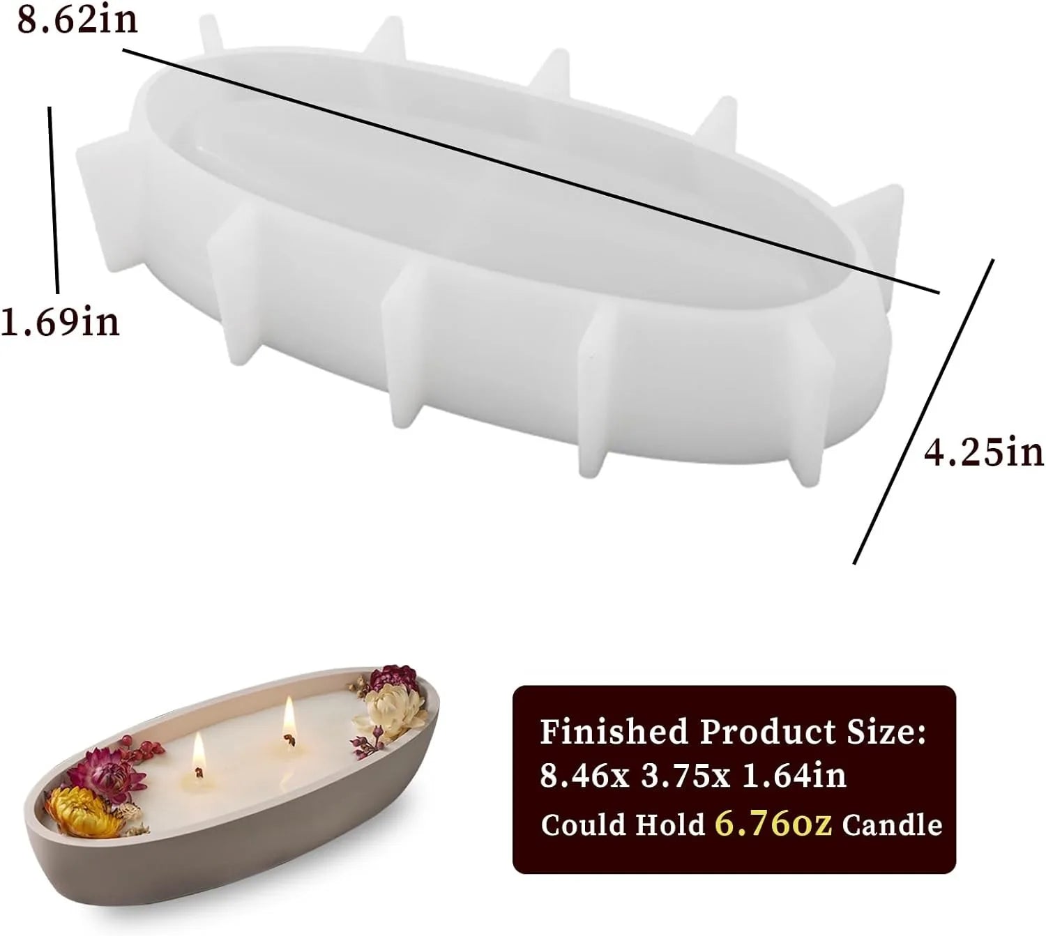 Candle Vessel Silicone Mold Oval Bowl Resin Mold Candle Boat Jar Mold Epoxy Resin Storage Tray Container Mold