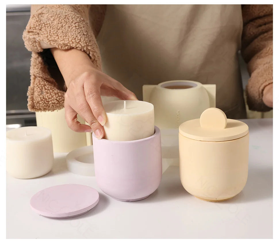 9oz Candle Jar Mold and Candle Refill Mold Handmade Cement Candle Vessel Mould with Sustainable Refill  Mould