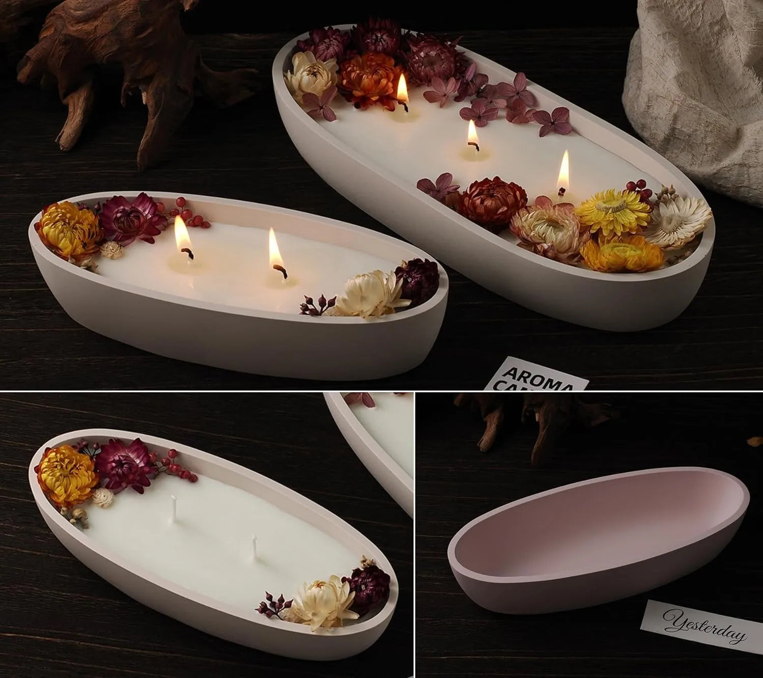 Candle Vessel Silicone Mold Oval Bowl Resin Mold Candle Boat Jar Mold Epoxy Resin Storage Tray Container Mold