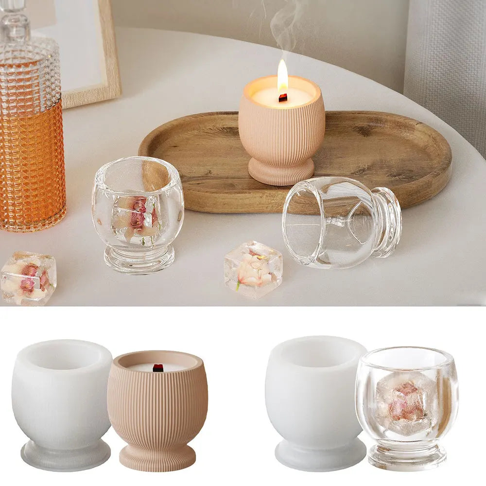 Wine Glass Shaped Candle Vessel Mould DIY Concrete Pot Molds, Succulent Potted Pot Plaster Mold,Candle Holder Cement Mould