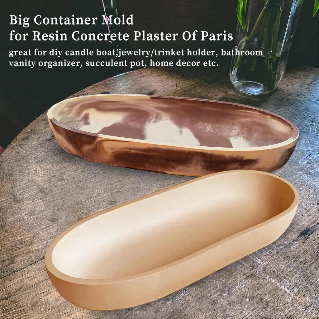 Candle Vessel Silicone Mold Oval Bowl Resin Mold Candle Boat Jar Mold Epoxy Resin Storage Tray Container Mold