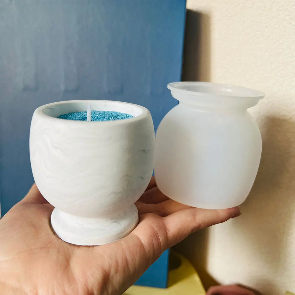 Wine Glass Shaped Candle Vessel Mould DIY Concrete Pot Molds, Succulent Potted Pot Plaster Mold,Candle Holder Cement Mould