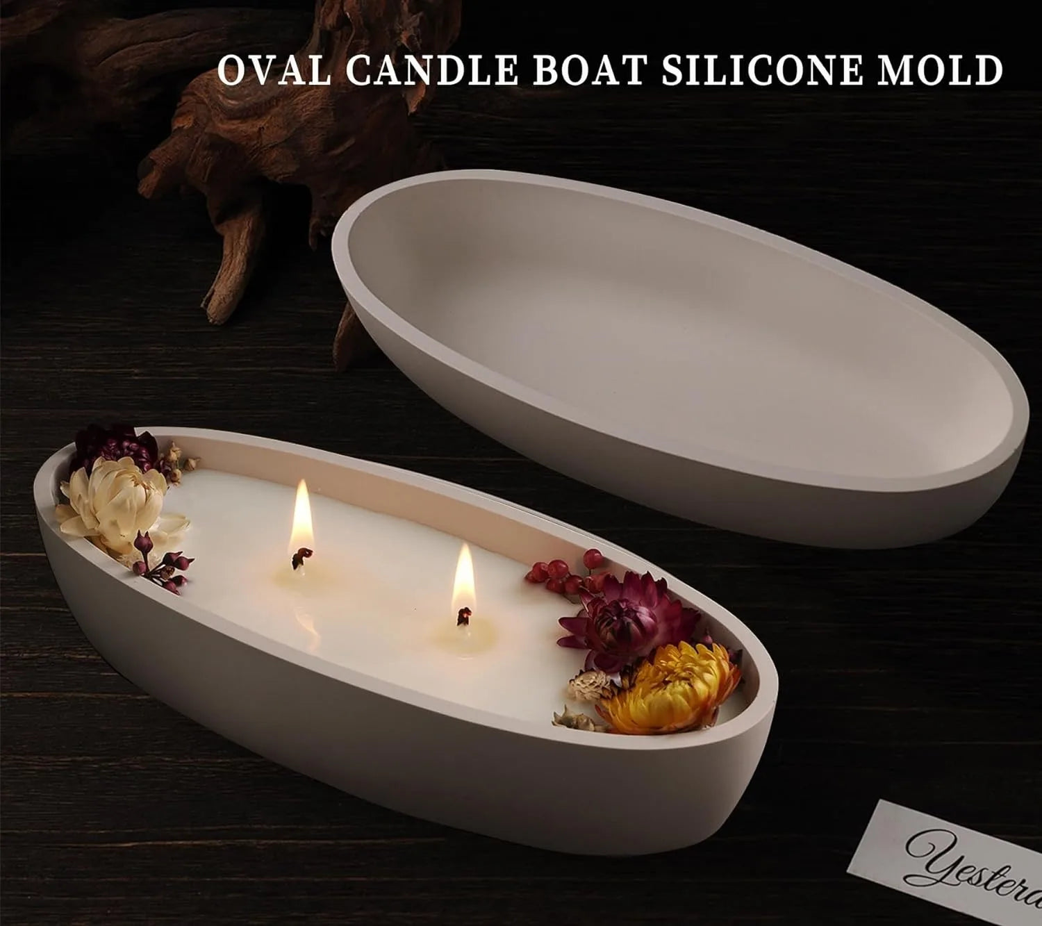 Candle Vessel Silicone Mold Oval Bowl Resin Mold Candle Boat Jar Mold Epoxy Resin Storage Tray Container Mold