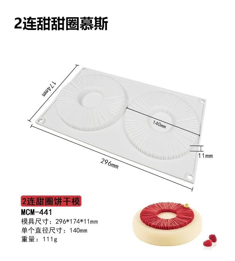 Donut Mousse Cake Mold Candle Moulds Dense Line Ring Chocolate Silicone Molds Round Decoration Tools