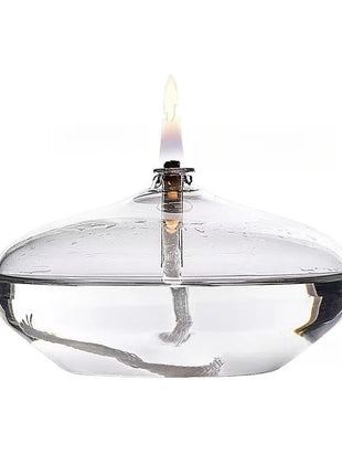 Handcrafted Flat Transparent Glass Candle Holder Oil Lamp，With a light core，Can be used as table candles，Christmas home decor at