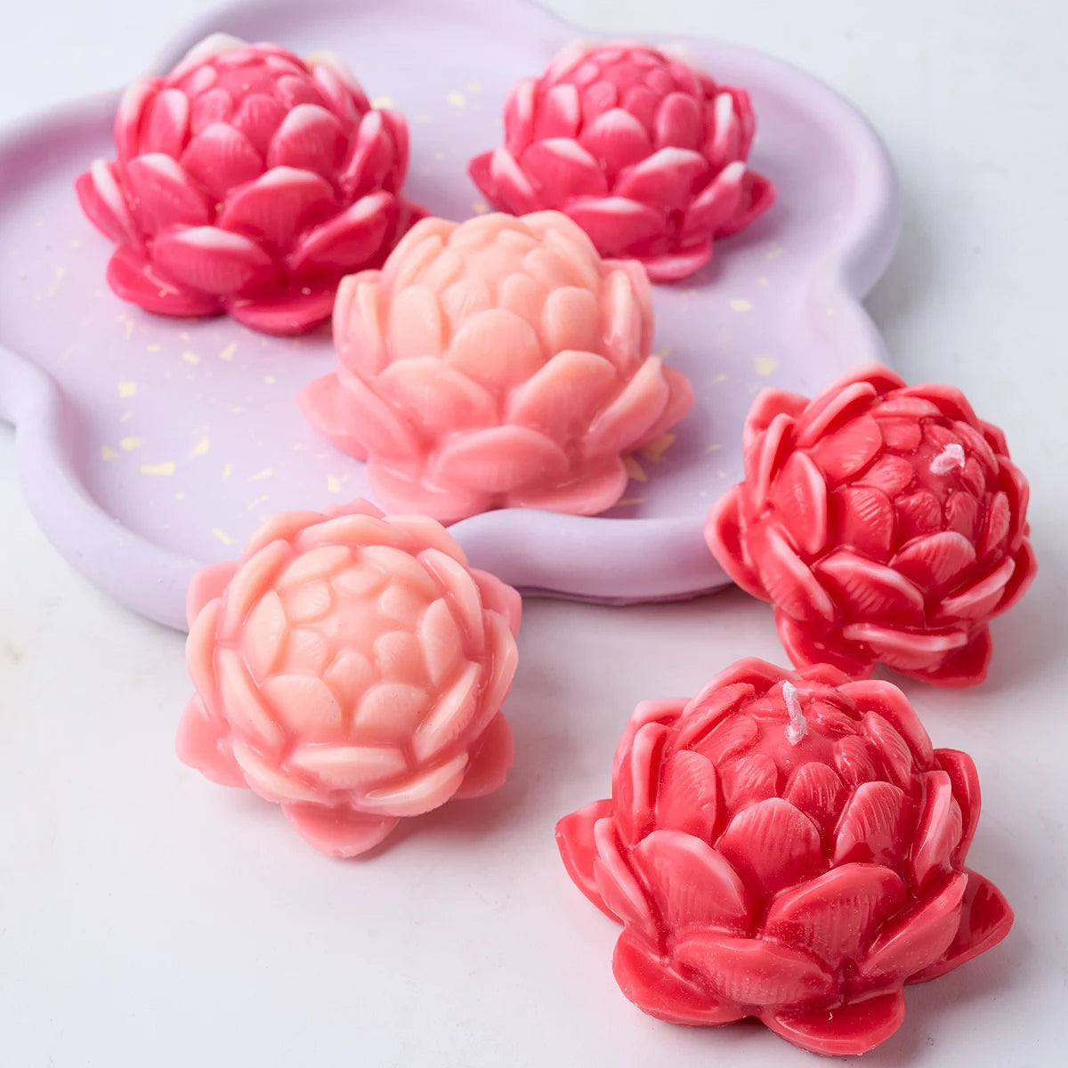 DIY Lotus Shape Candle Silicone Mold Handmade Scented Candles Craft Molds Flower Shape Plaster Resin Casting Mould Home Decor