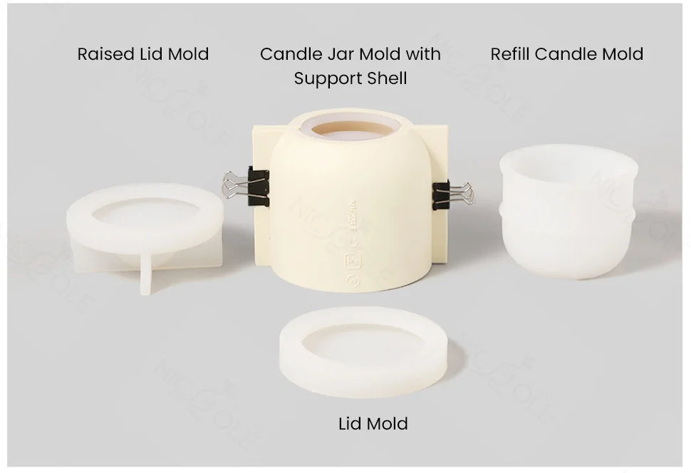 9oz Candle Jar Mold and Candle Refill Mold Handmade Cement Candle Vessel Mould with Sustainable Refill  Mould