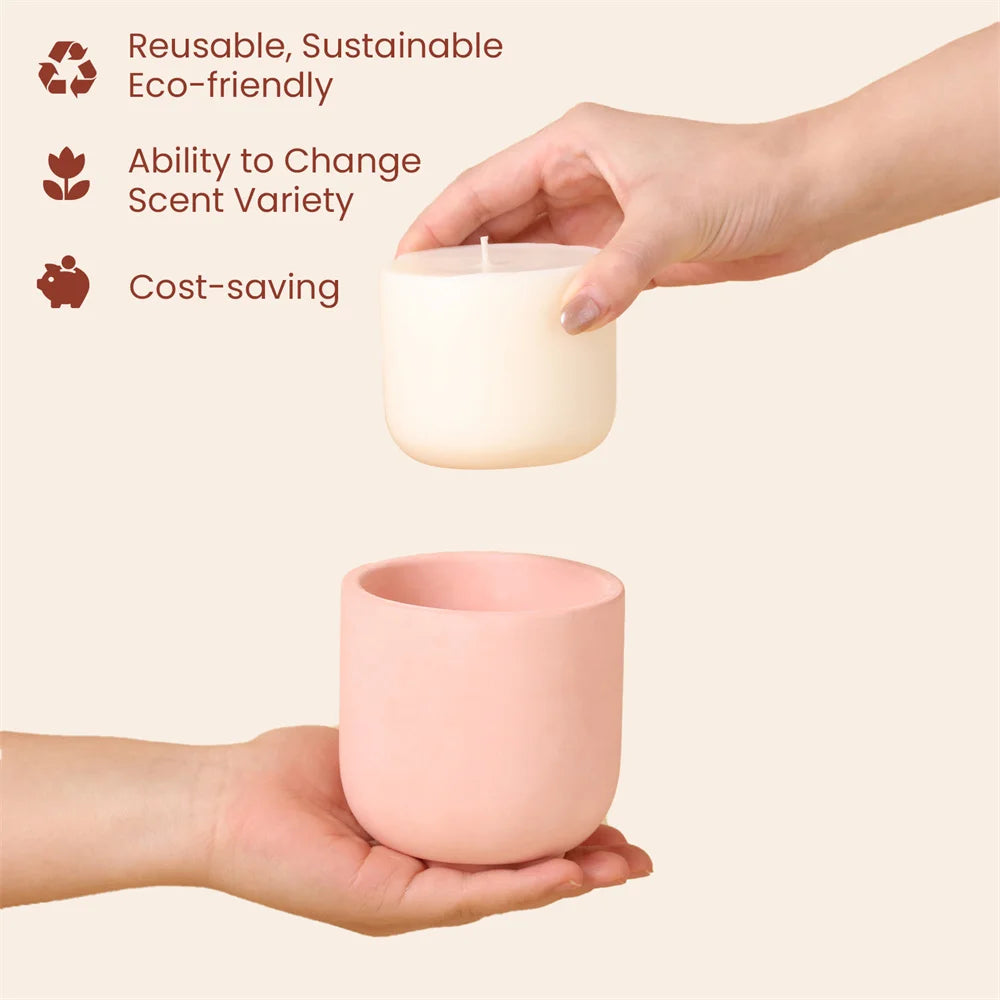 9oz Candle Jar Mold and Candle Refill Mold Handmade Cement Candle Vessel Mould with Sustainable Refill  Mould