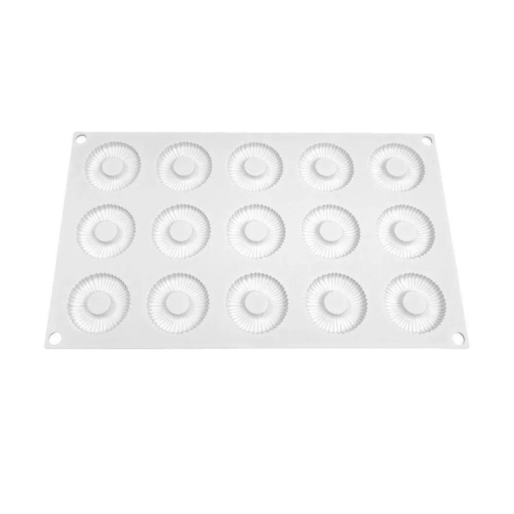 Donut Mousse Cake Mold Candle Moulds Dense Line Ring Chocolate Silicone Molds Round Decoration Tools