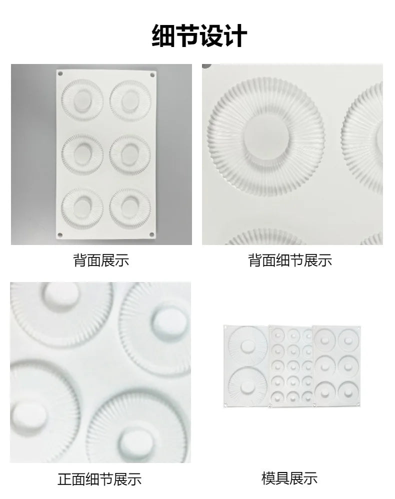 Donut Mousse Cake Mold Candle Moulds Dense Line Ring Chocolate Silicone Molds Round Decoration Tools