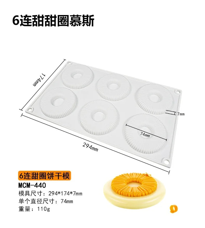Donut Mousse Cake Mold Candle Moulds Dense Line Ring Chocolate Silicone Molds Round Decoration Tools