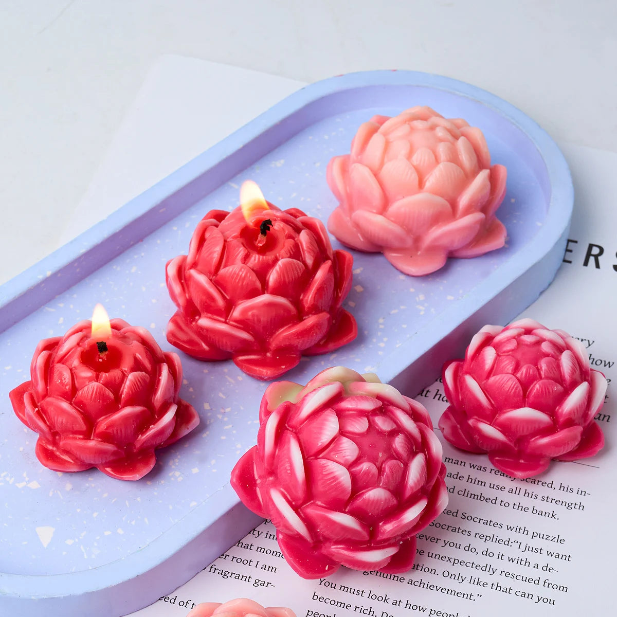 DIY Lotus Shape Candle Silicone Mold Handmade Scented Candles Craft Molds Flower Shape Plaster Resin Casting Mould Home Decor