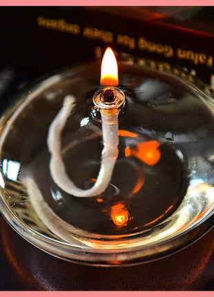 Handcrafted Flat Transparent Glass Candle Holder Oil Lamp，With a light core，Can be used as table candles，Christmas home decor at
