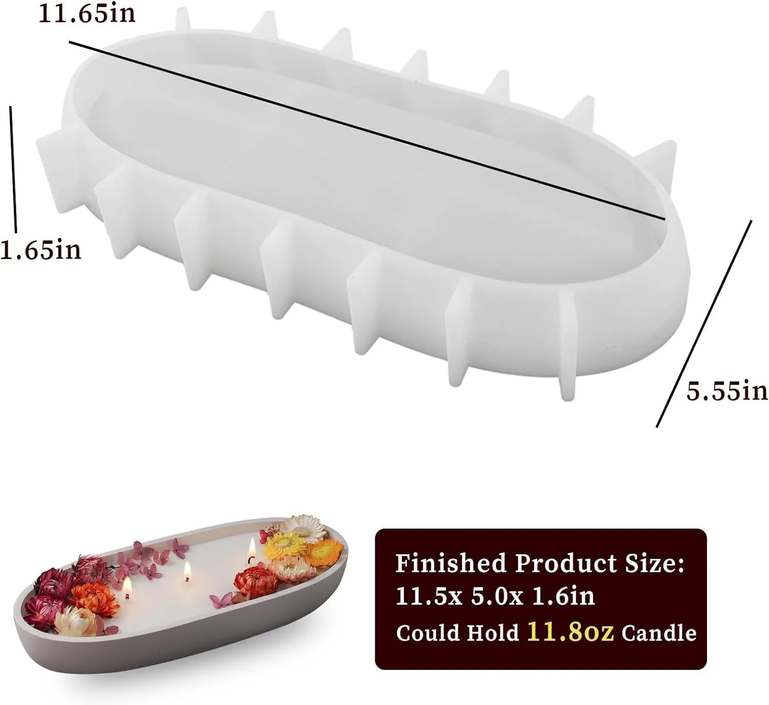 Candle Vessel Silicone Mold Oval Bowl Resin Mold Candle Boat Jar Mold Epoxy Resin Storage Tray Container Mold