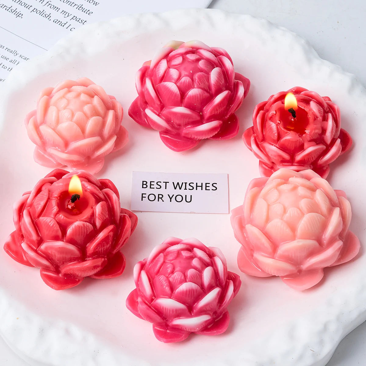 DIY Lotus Shape Candle Silicone Mold Handmade Scented Candles Craft Molds Flower Shape Plaster Resin Casting Mould Home Decor